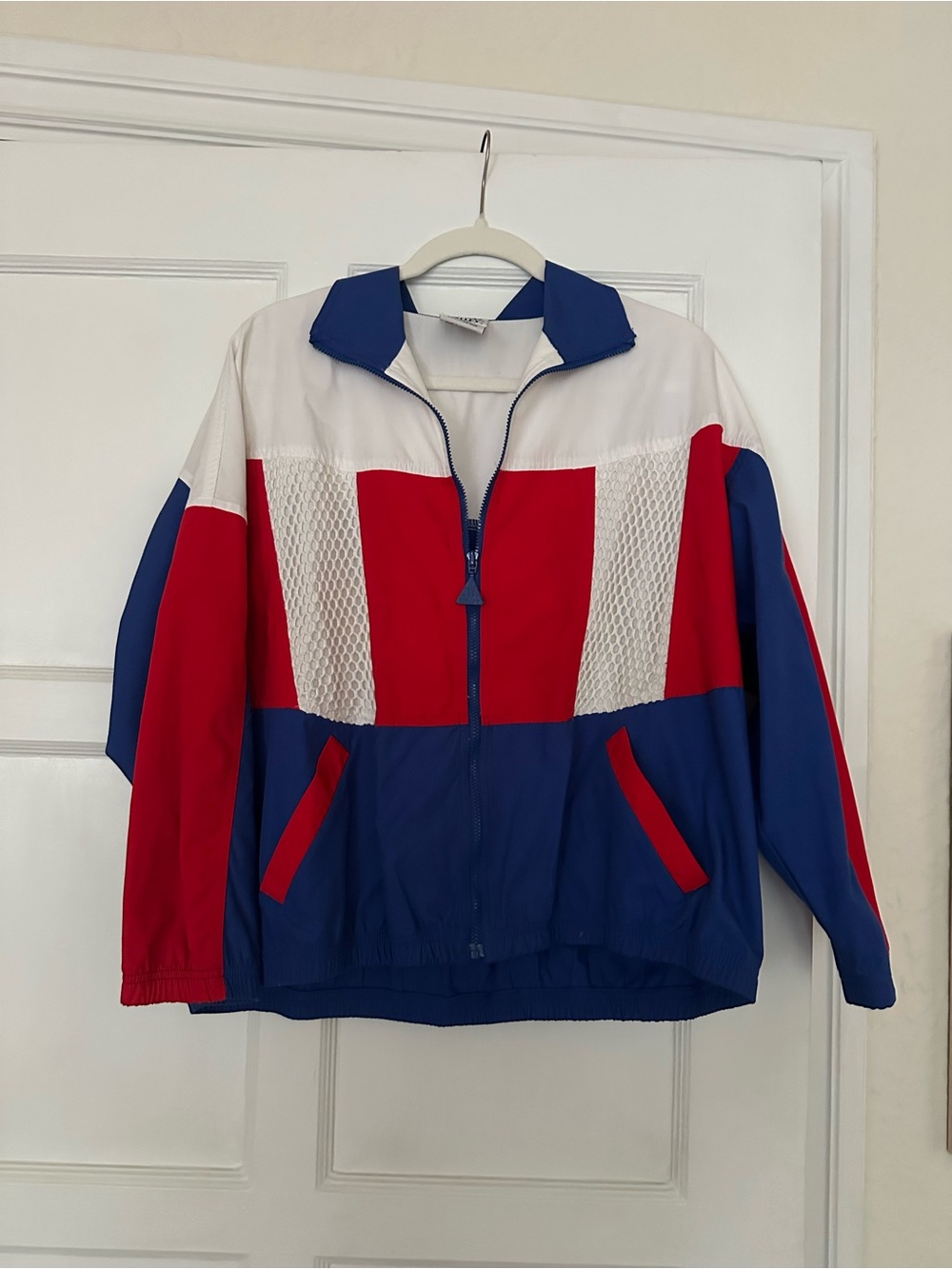 90s Napa Valley Petites Colorblock Track Jacket - Red, White & Blue